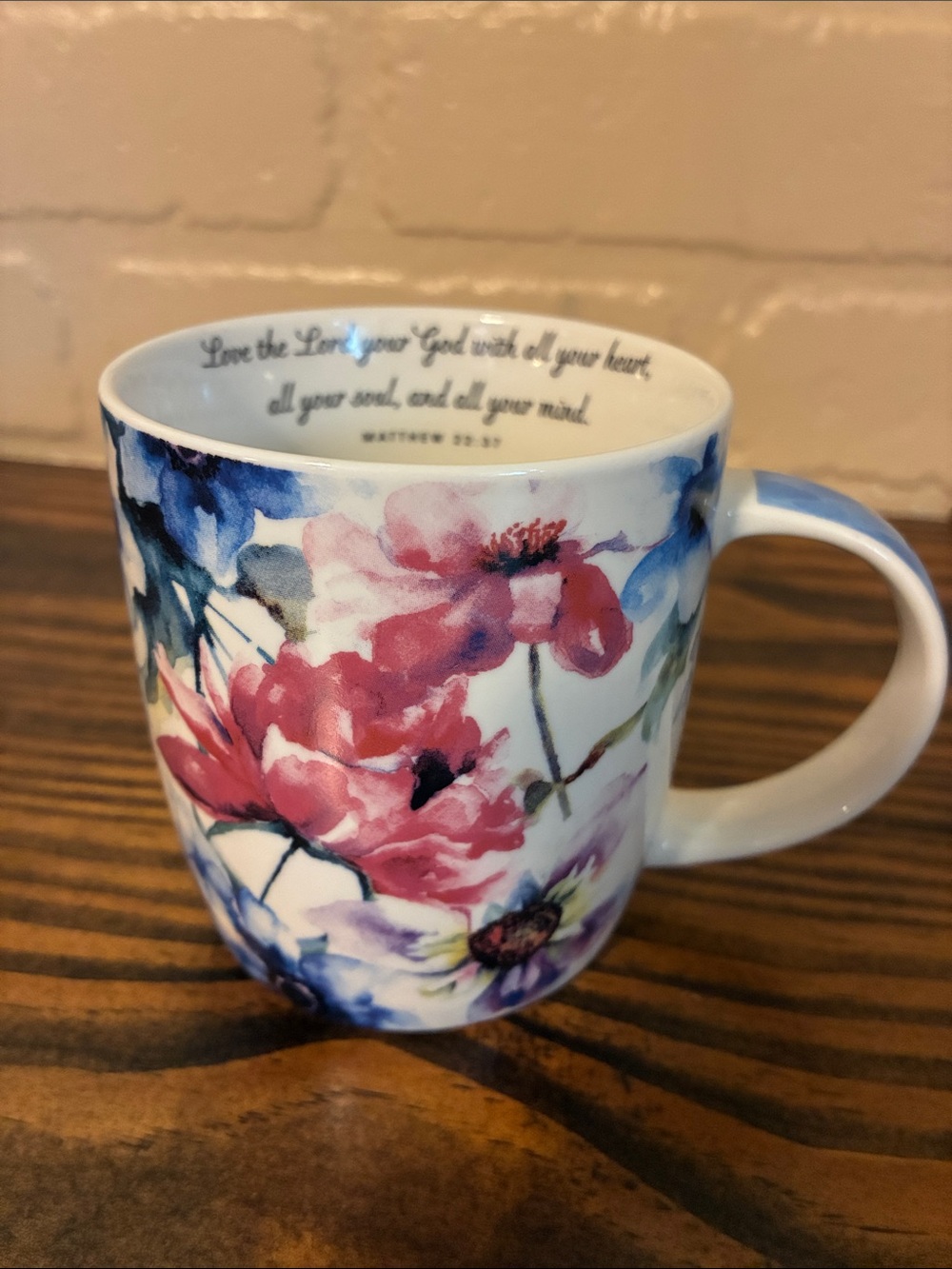 Floral Watercolor Ceramic Mug - Pink & Blue